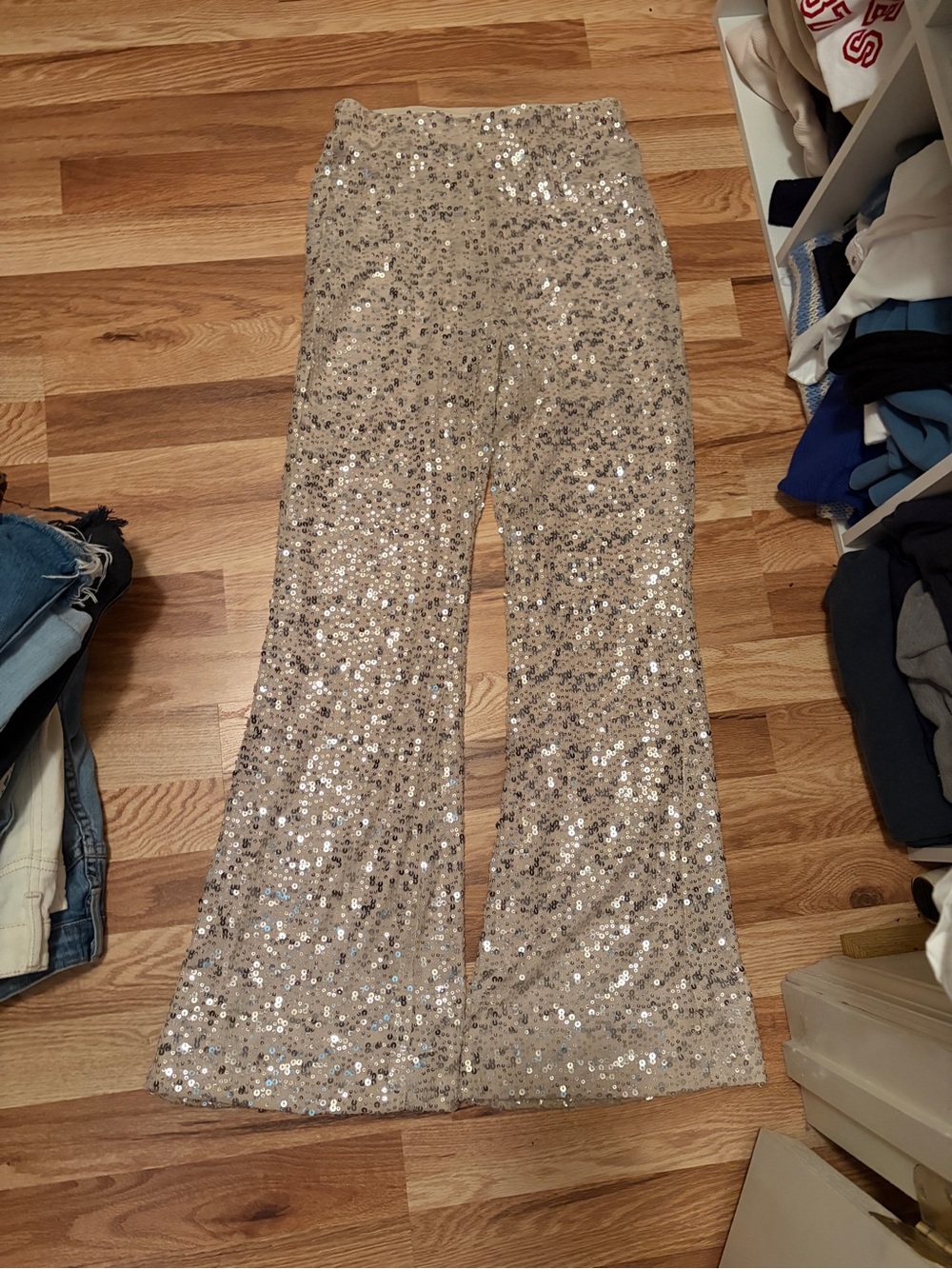 H&M Girls' Champagne Sequin Flared Pants